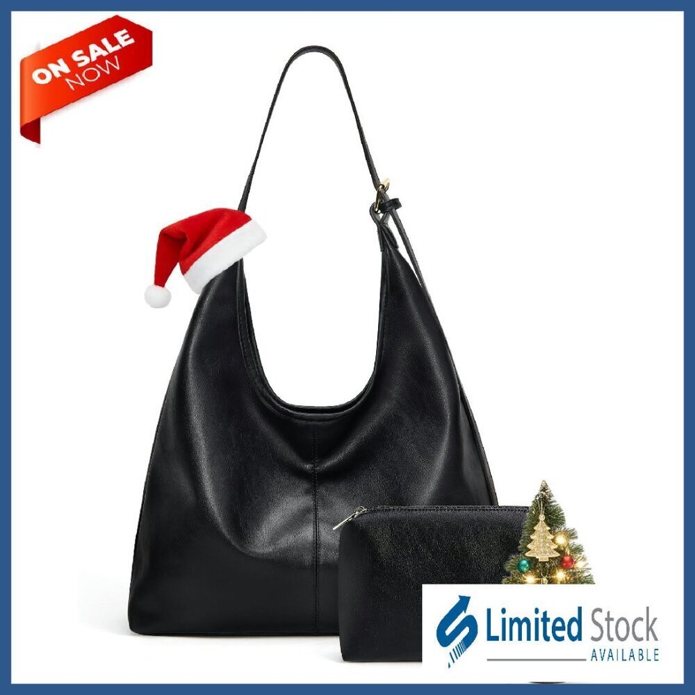 Soft Vegan Leather Hobo Tote Crossbody Bag with Pouch 13.8x10.8x4.9